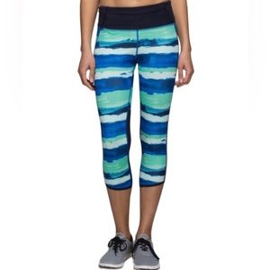 Lululemon Pace Pusher Crop Luxtreme Brush Strokes Harbor Blue Menthol